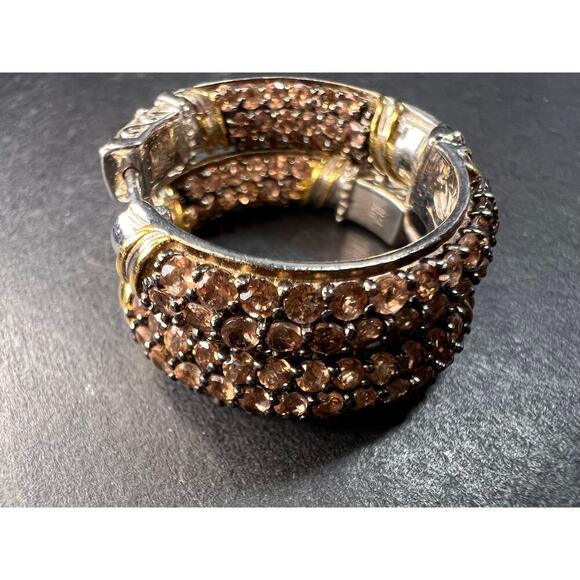 djoy Jewelry - Andalusite inside out hoop earrings in gold and rhodium over sterling silver